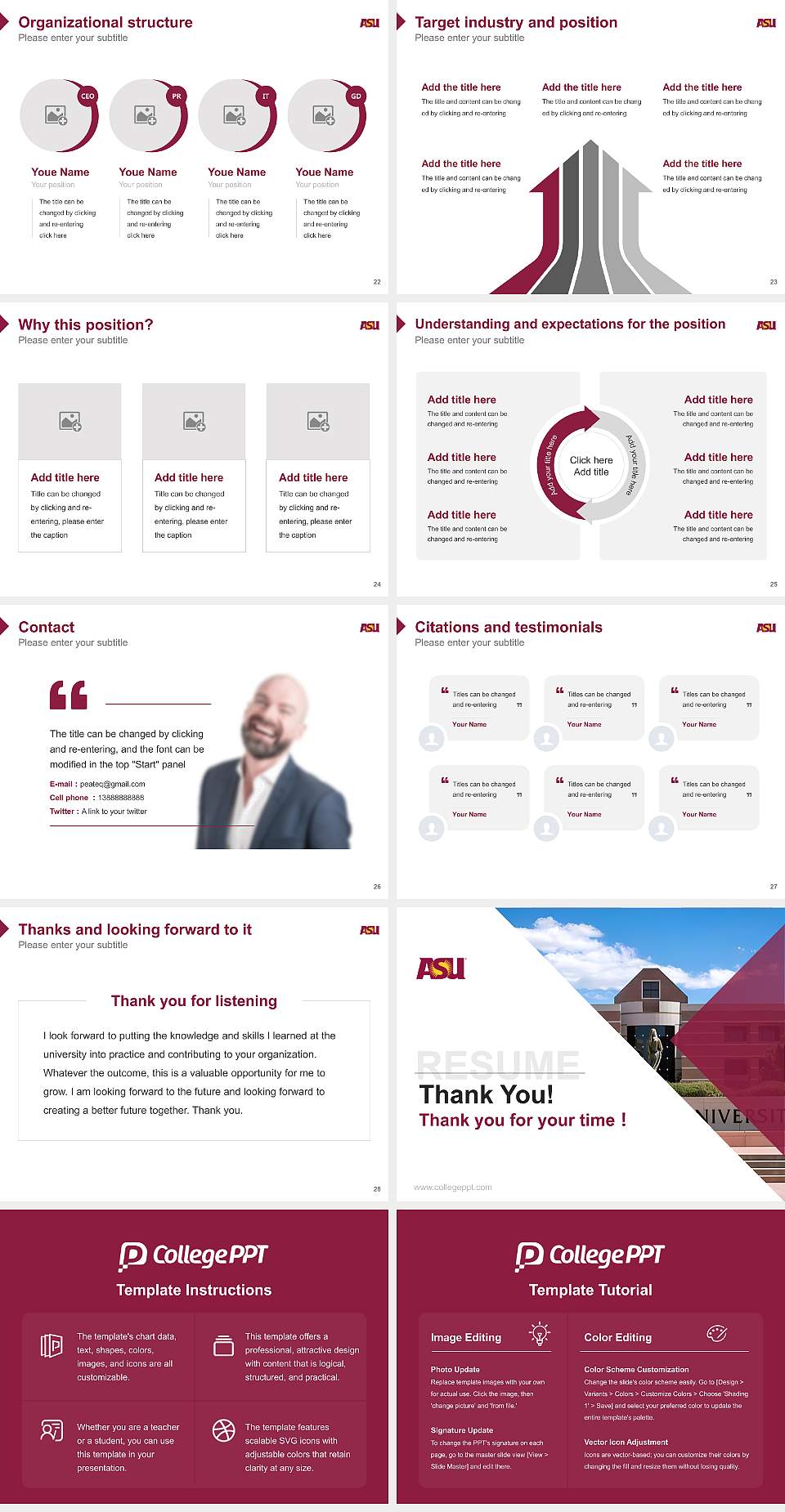 Arizona State University-West Resume PPT Template4:3 ratio PPT effect preview image4