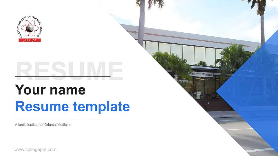 Atlantic Institute of Oriental Medicine Resume PPT Template16:9 ratio PPT effect preview image
