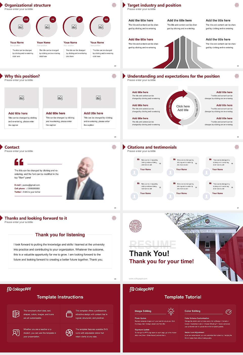 Bates College Resume PPT Template16:9 ratio PPT effect preview image4