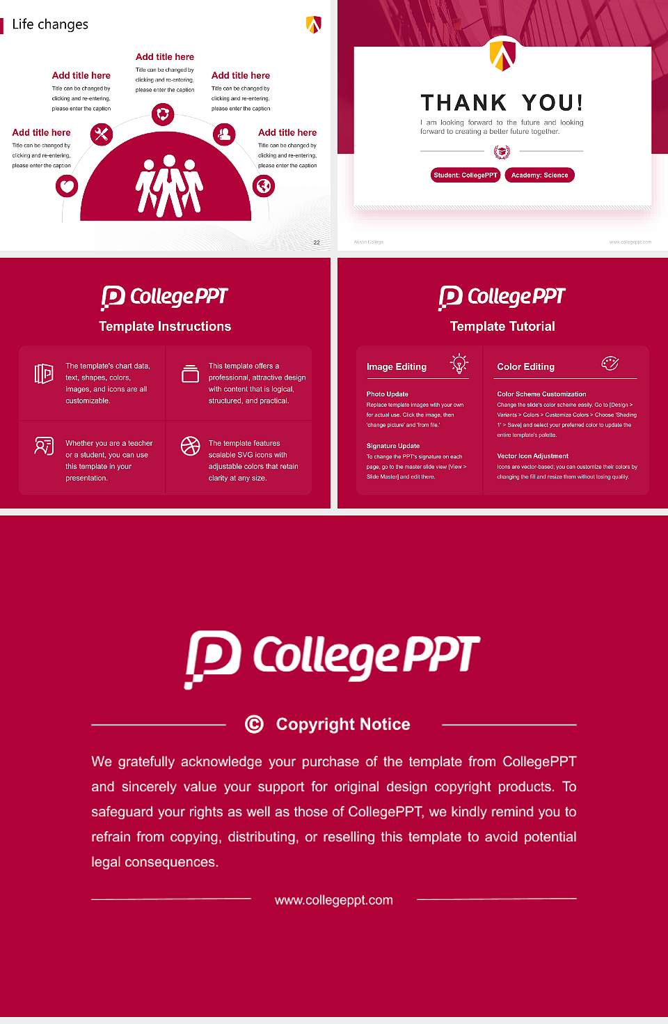 Austin College National Scholarship Defense PPT Template4:3 ratio PPT effect preview image4