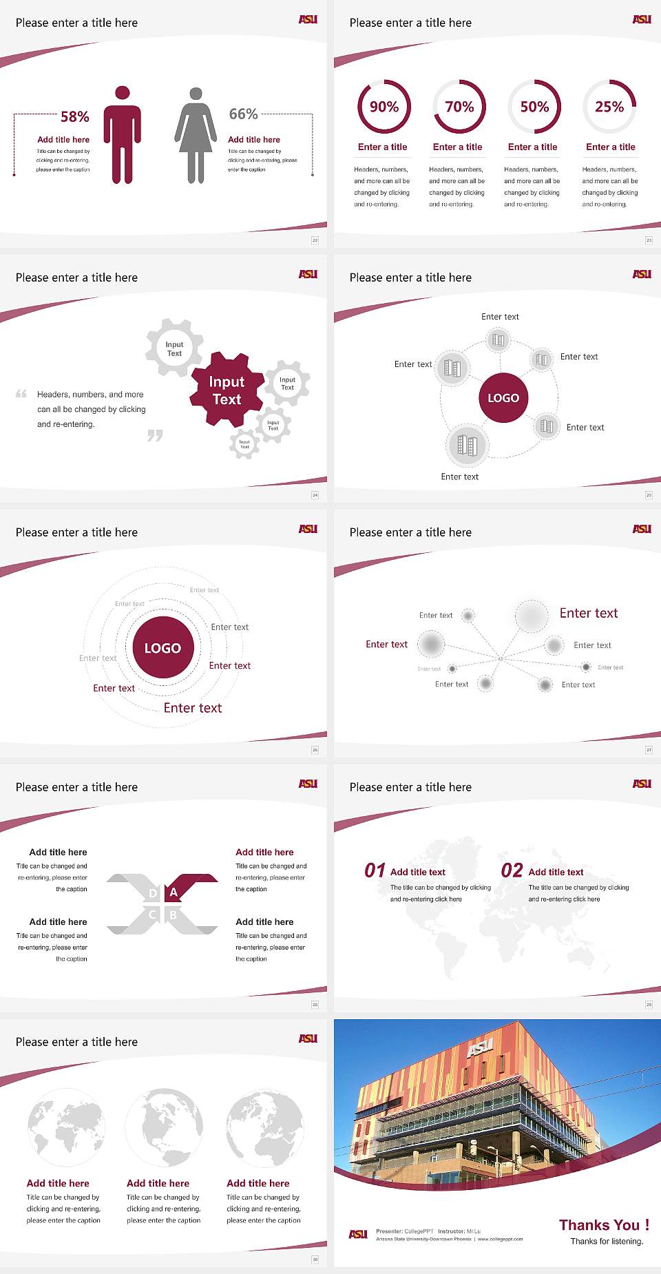 Arizona State University-Downtown Phoenix Course/Courseware Creation PPT Template4:3 ratio PPT effect preview image4