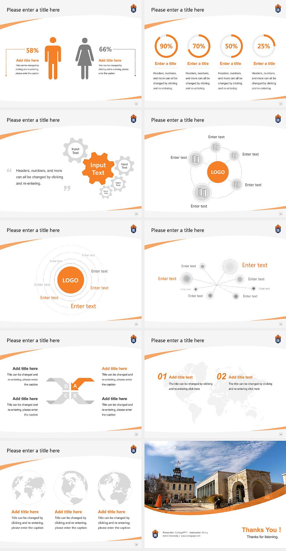 Baker University Course/Courseware Creation PPT Template4:3 ratio PPT effect preview image4