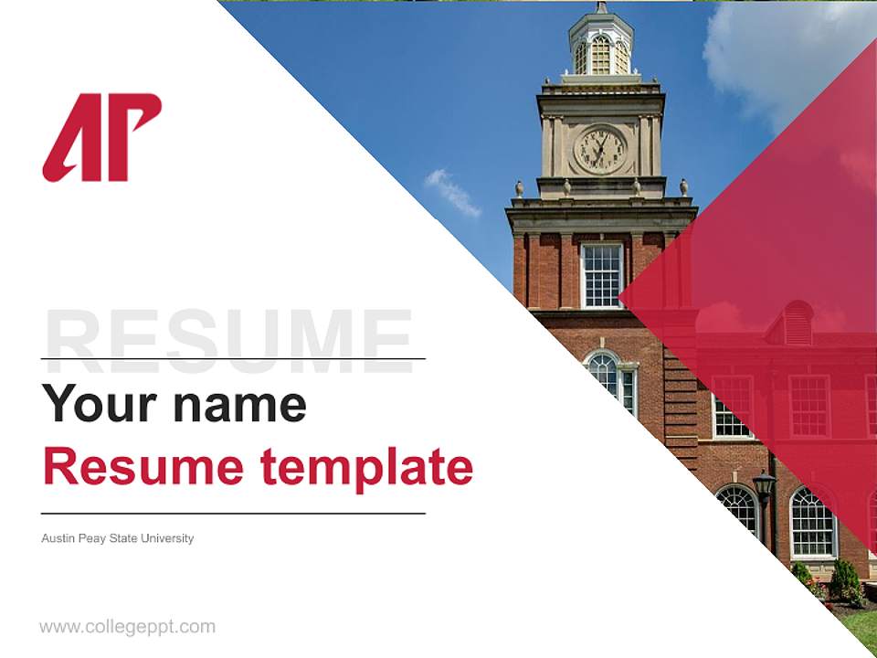 Austin Peay State University Resume PPT Template4:3 ratio PPT effect preview image5