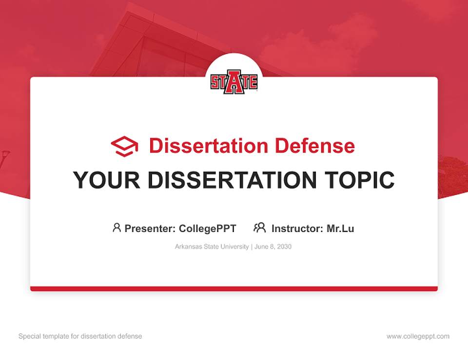 Arkansas State University Graduation Thesis Defense PPT Template4:3 ratio PPT effect preview image7