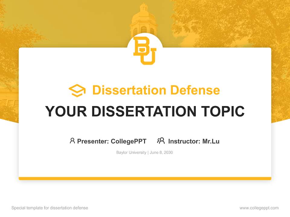 Baylor University Graduation Thesis Defense PPT Template4:3 ratio PPT effect preview image7