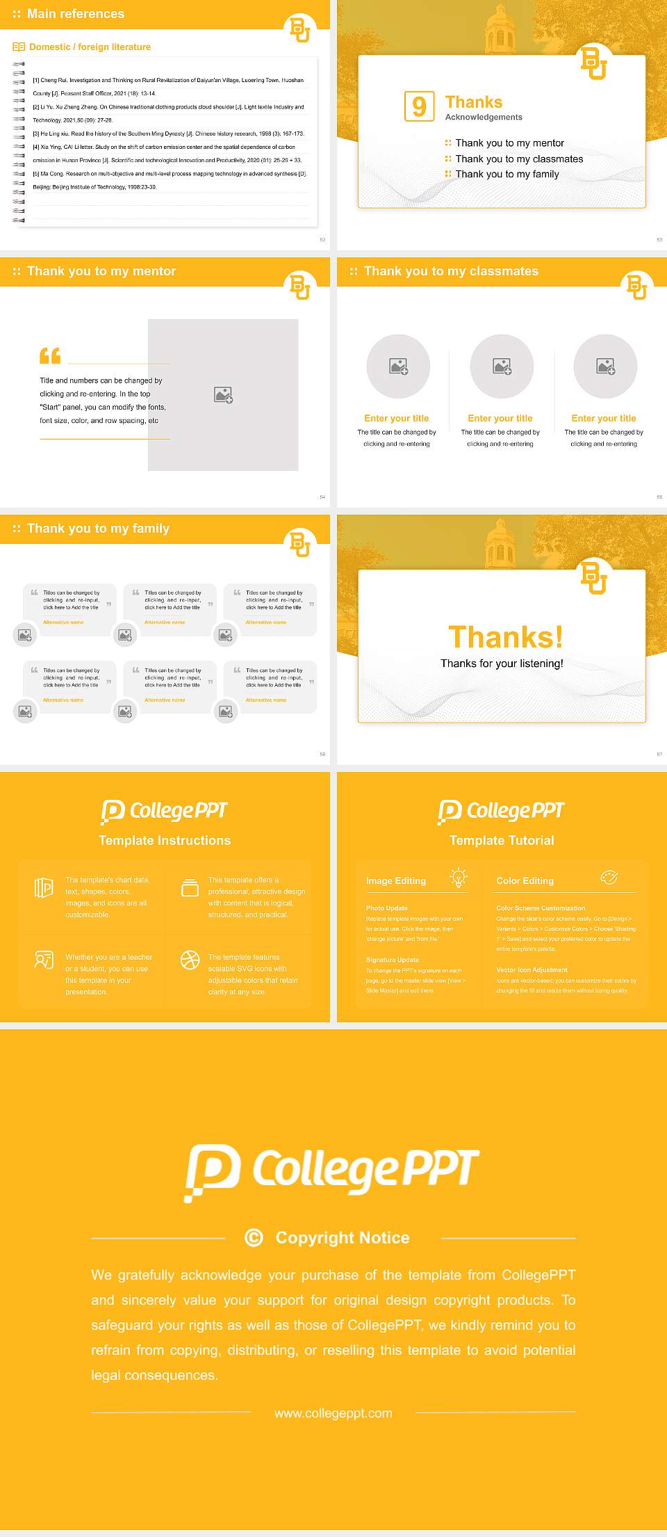 Baylor University Graduation Thesis Defense PPT Template4:3 ratio PPT effect preview image7