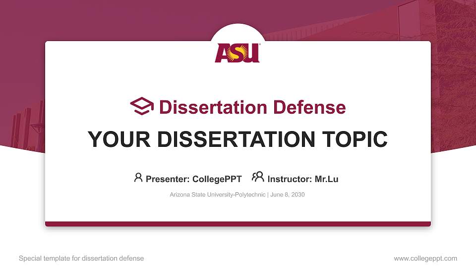 Arizona State University-Polytechnic Graduation Thesis Defense PPT Template16:9 ratio PPT effect preview image