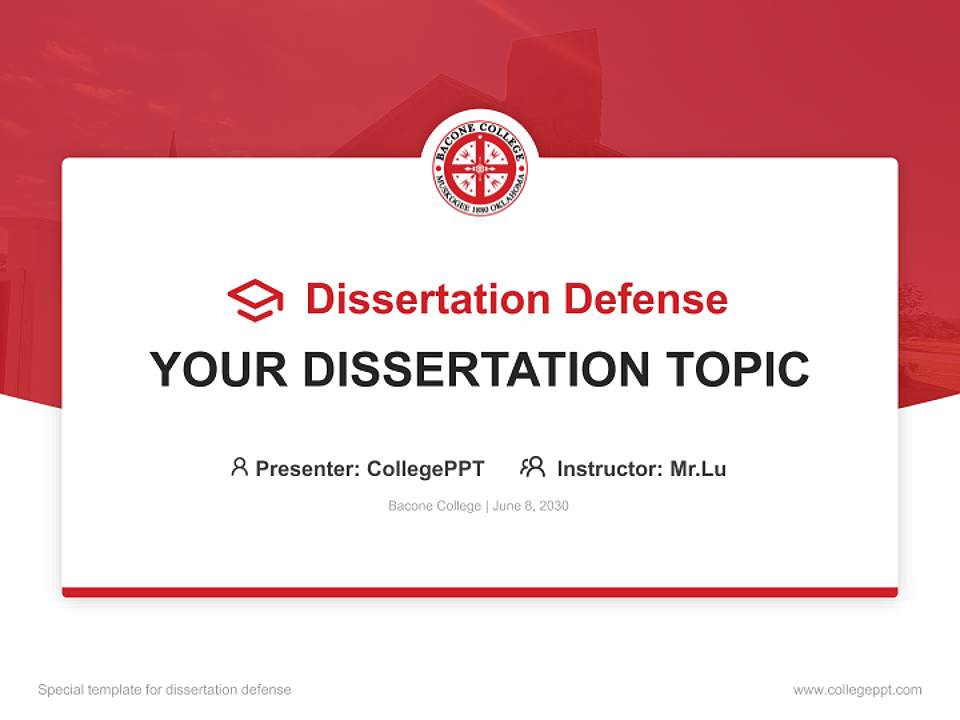 Bacone College Graduation Thesis Defense PPT Template4:3 ratio PPT effect preview image7