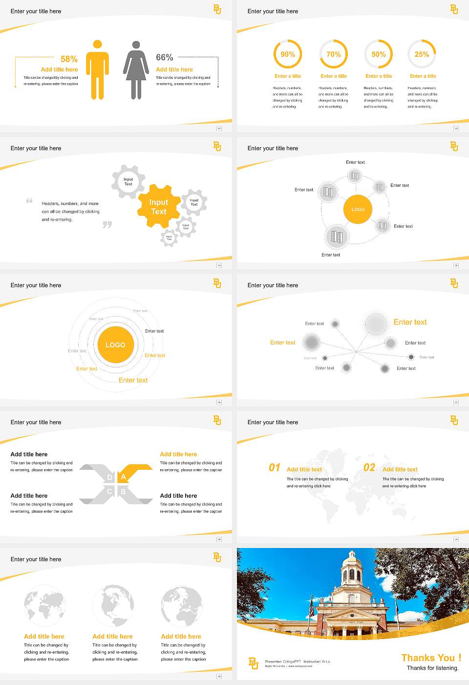 Baylor University Course/Courseware Creation PPT Template16:9 ratio PPT effect preview image4