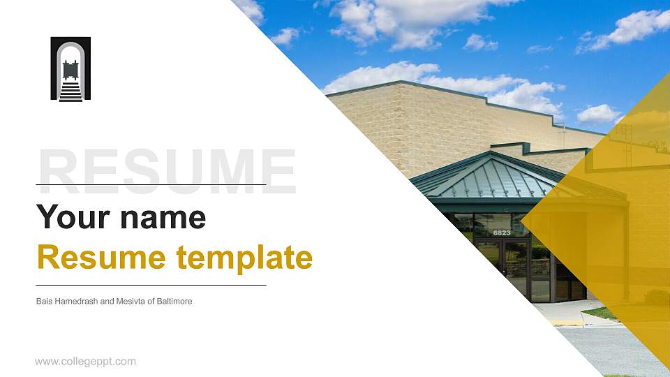 Bais Hamedrash and Mesivta of Baltimore Resume PPT Template16:9 ratio PPT effect preview image