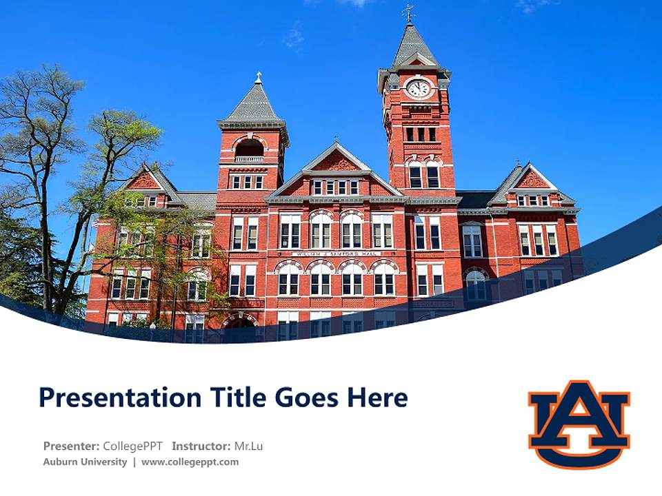 Auburn University Course/Courseware Creation PPT Template4:3 ratio PPT effect preview image5