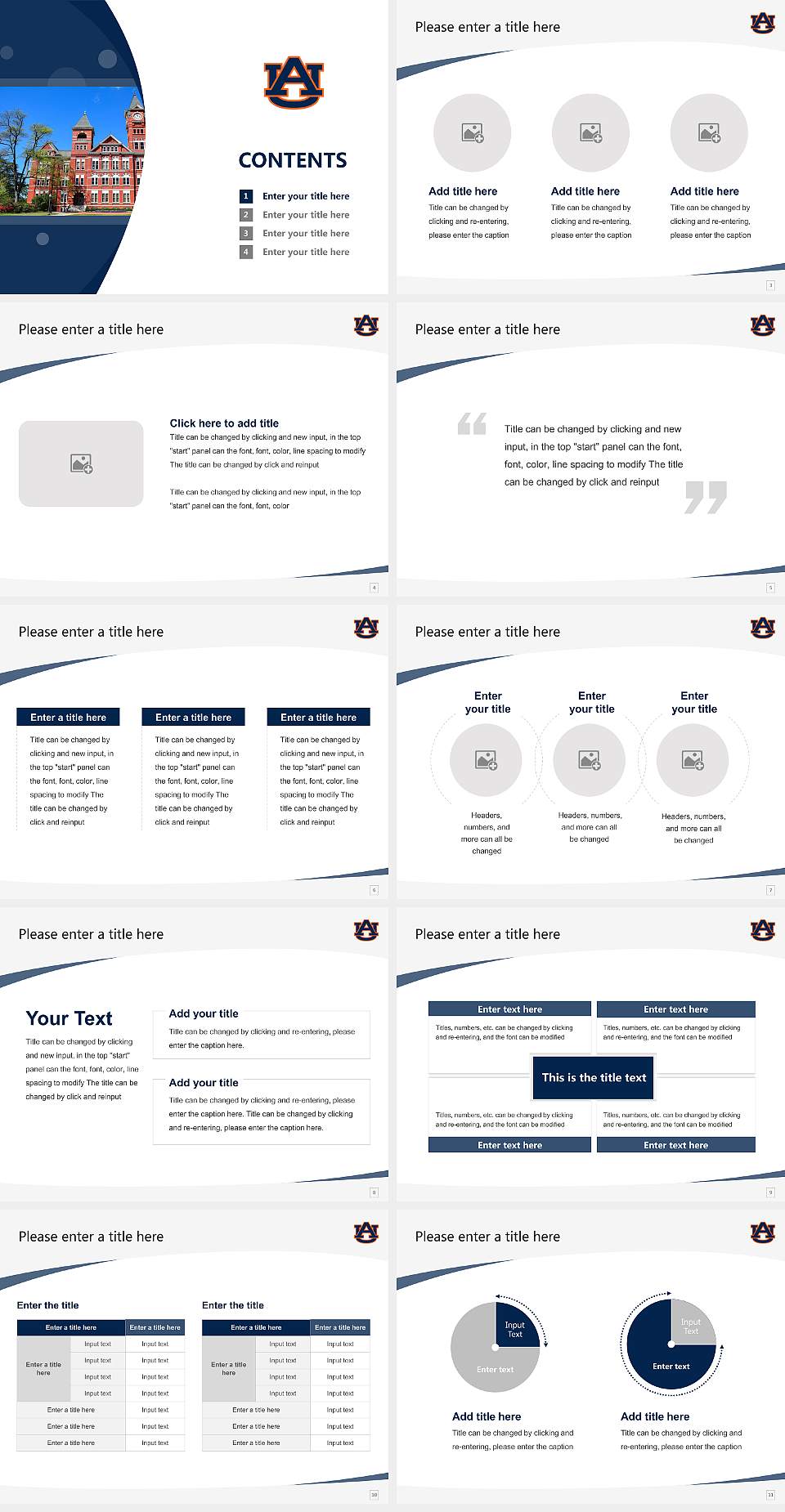 Auburn University Course/Courseware Creation PPT Template4:3 ratio PPT effect preview image2