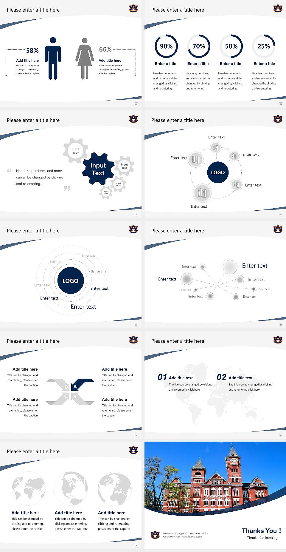 Auburn University Course/Courseware Creation PPT Template4:3 ratio PPT effect preview image4