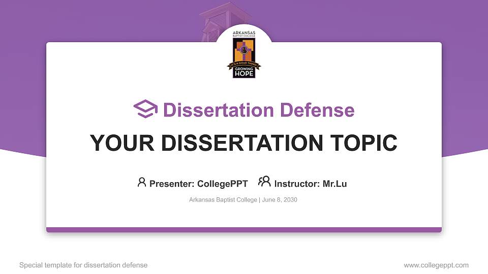 Arkansas Baptist College Graduation Thesis Defense PPT Template16:9 ratio PPT effect preview image