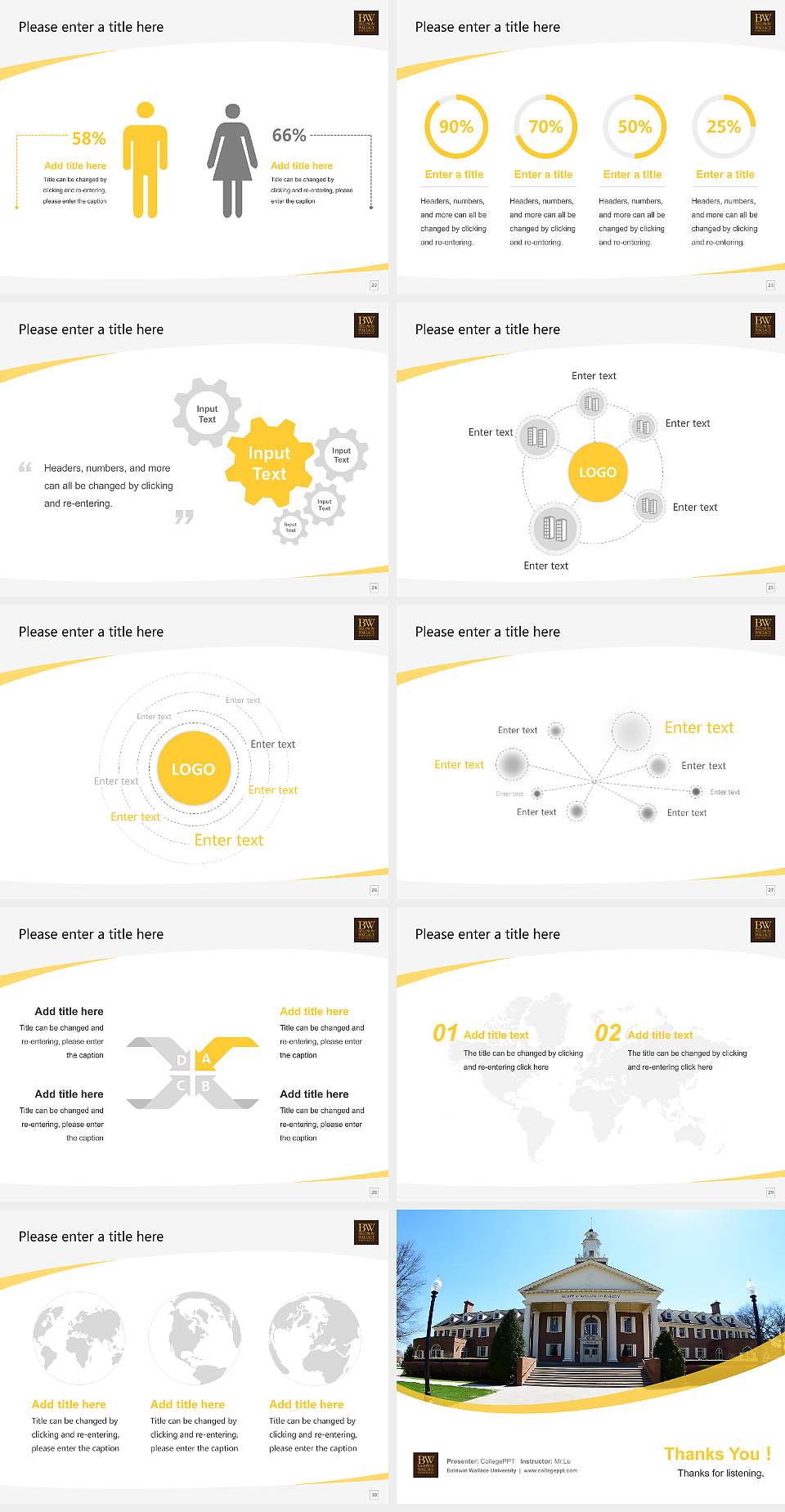 Baldwin Wallace University Course/Courseware Creation PPT Template4:3 ratio PPT effect preview image4