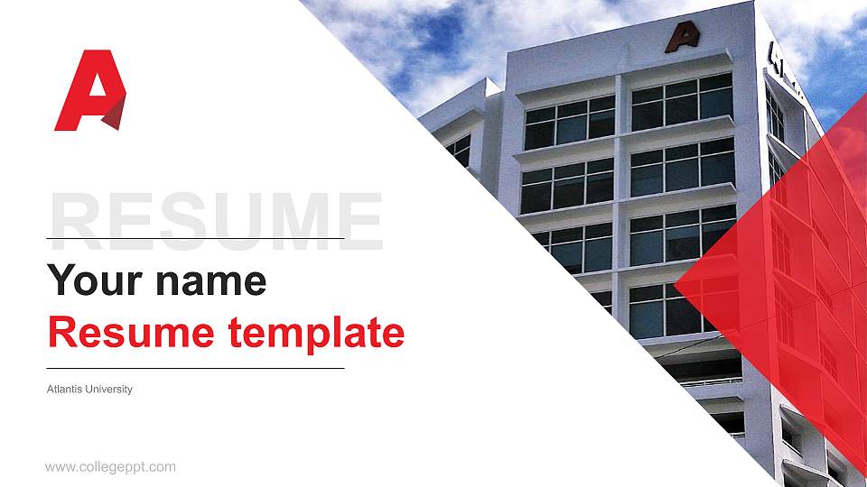 Atlantis University Resume PPT Template16:9 ratio PPT effect preview image