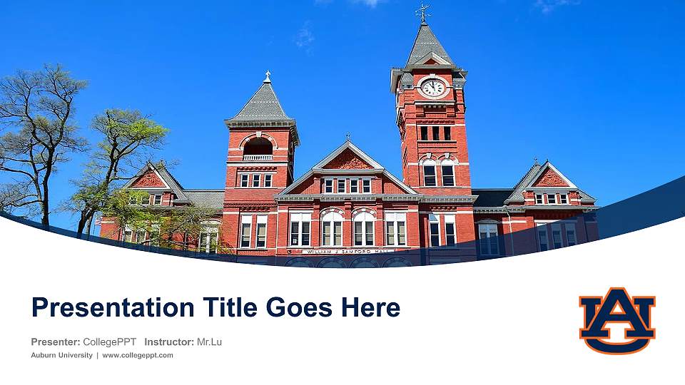 Auburn University Course/Courseware Creation PPT Template16:9 ratio PPT effect preview image