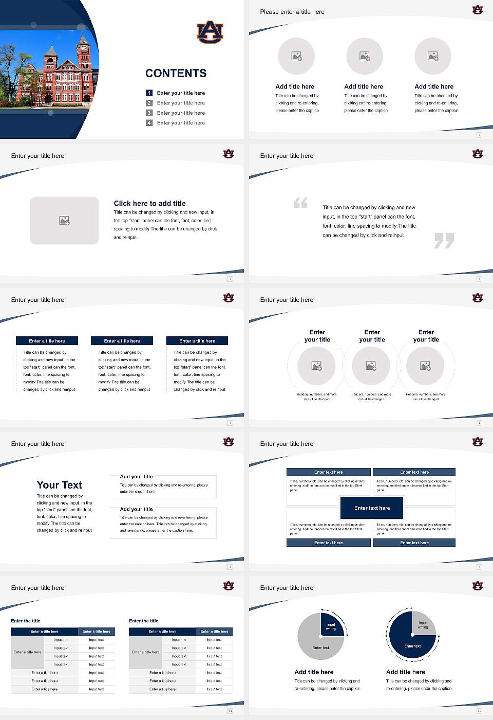 Auburn University Course/Courseware Creation PPT Template16:9 ratio PPT effect preview image2