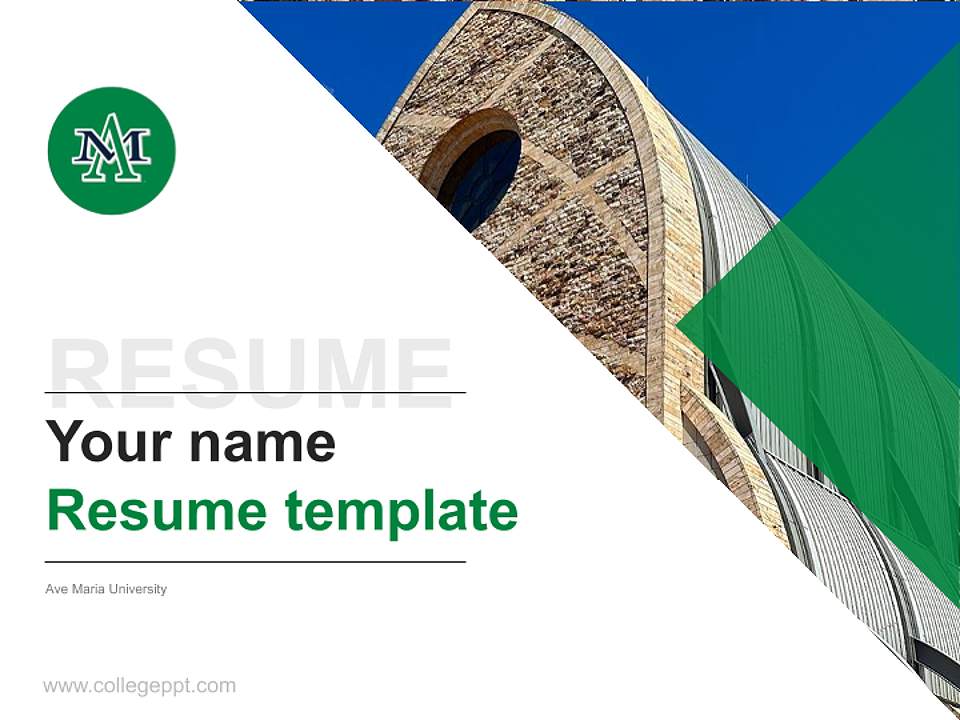 Ave Maria University Resume PPT Template4:3 ratio PPT effect preview image5