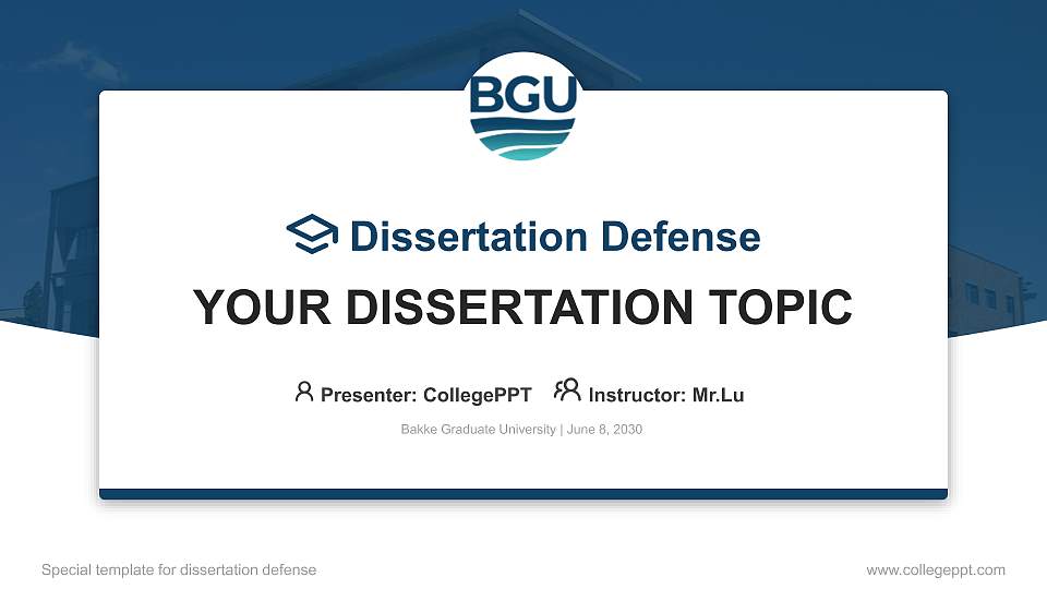 Bakke Graduate University Graduation Thesis Defense PPT Template16:9 ratio PPT effect preview image