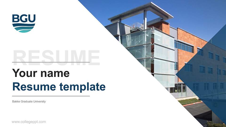 Bakke Graduate University Resume PPT Template16:9 ratio PPT effect preview image
