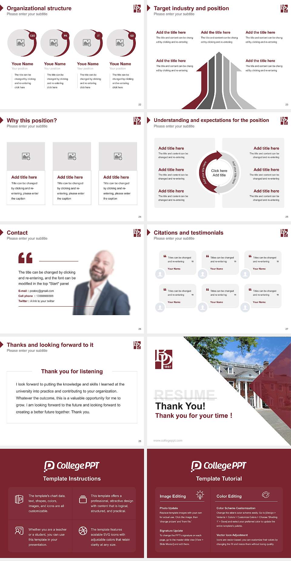 Bay Path University Resume PPT Template4:3 ratio PPT effect preview image4