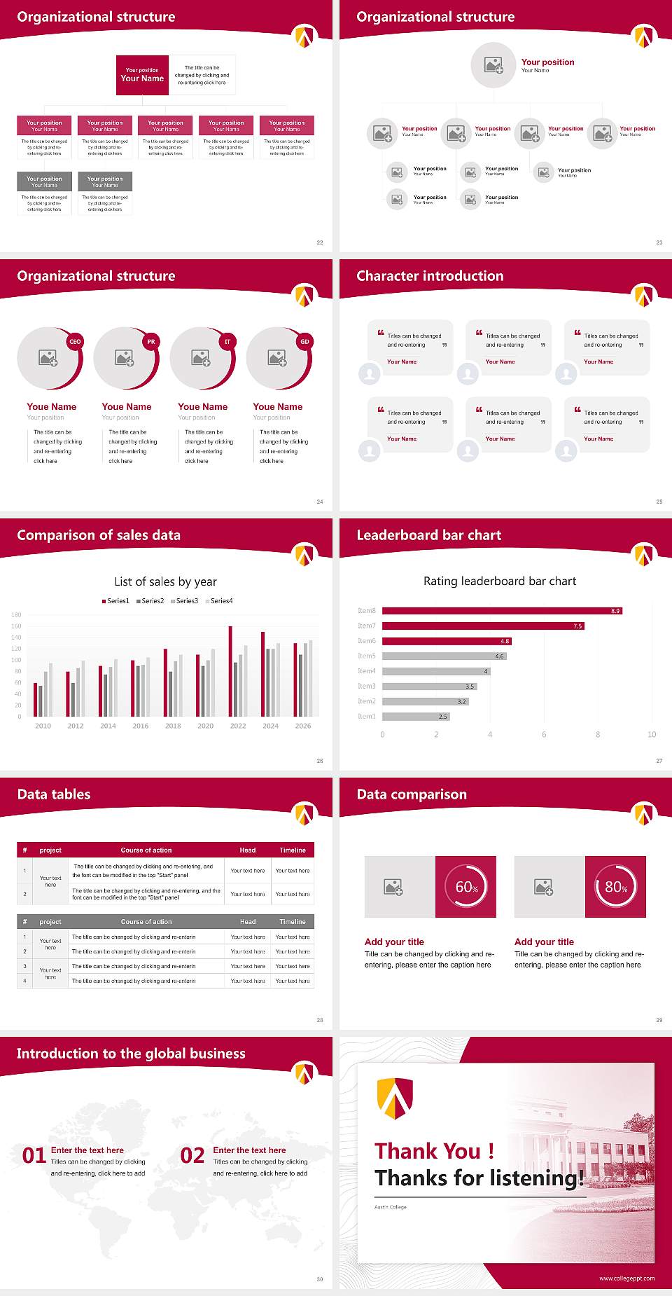 Austin College Academic Presentation/Research Findings Report PPT Template4:3 ratio PPT effect preview image4