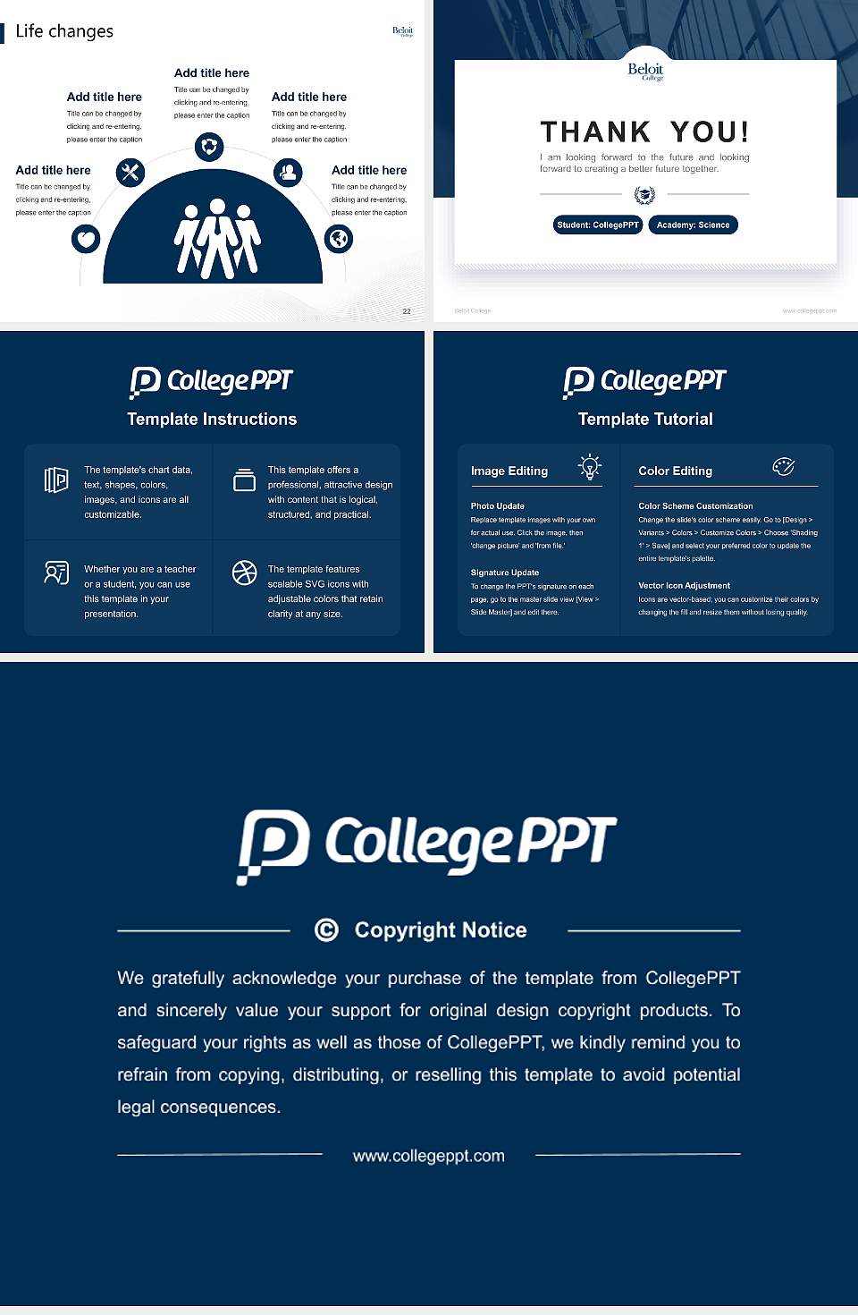 Beloit College National Scholarship Defense PPT Template4:3 ratio PPT effect preview image4