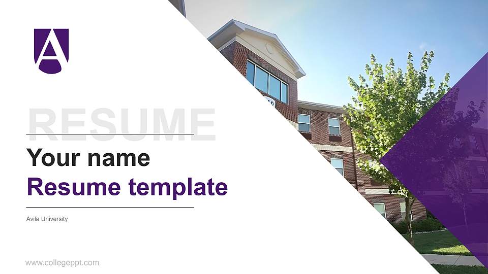 Avila University Resume PPT Template16:9 ratio PPT effect preview image