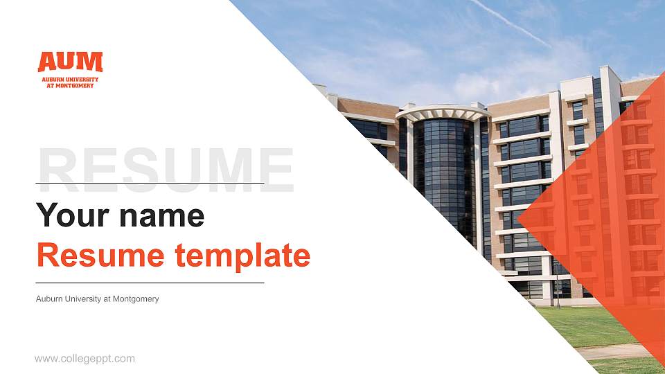 Auburn University at Montgomery Resume PPT Template16:9 ratio PPT effect preview image