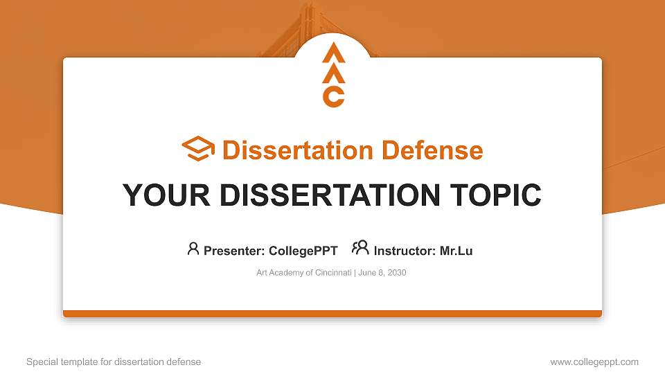 Art Academy of Cincinnati Graduation Thesis Defense PPT Template16:9 ratio PPT effect preview image