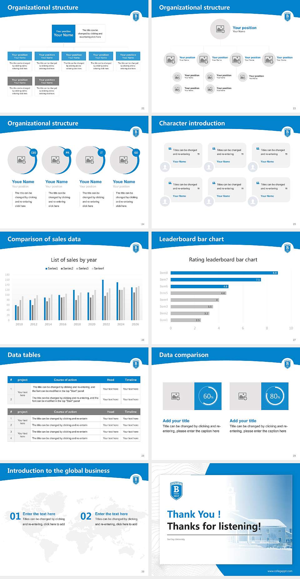 Bentley University Academic Presentation/Research Findings Report PPT Template4:3 ratio PPT effect preview image4