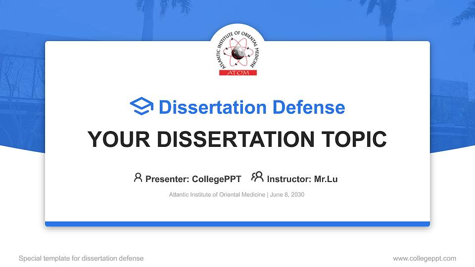 Atlantic Institute of Oriental Medicine Graduation Thesis Defense PPT Template16:9 ratio PPT effect preview image
