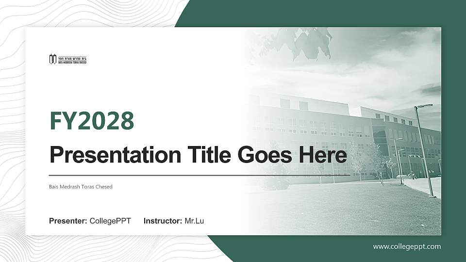 Bais Medrash Toras Chesed Academic Presentation/Research Findings Report PPT Template16:9 ratio PPT effect preview image