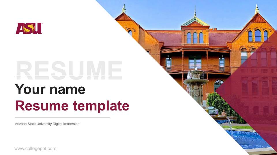 Arizona State University Digital Immersion Resume PPT Template16:9 ratio PPT effect preview image
