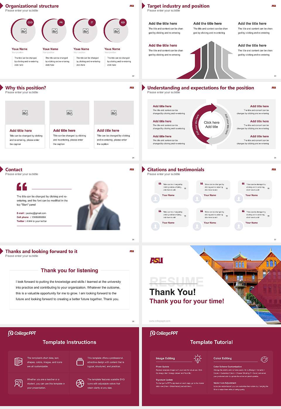 Arizona State University Digital Immersion Resume PPT Template16:9 ratio PPT effect preview image4