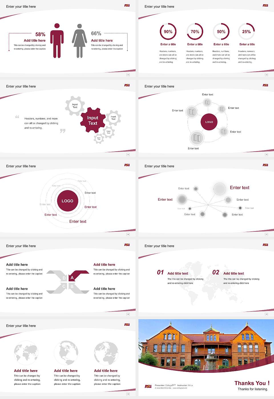 Arizona State University Course/Courseware Creation PPT Template16:9 ratio PPT effect preview image4