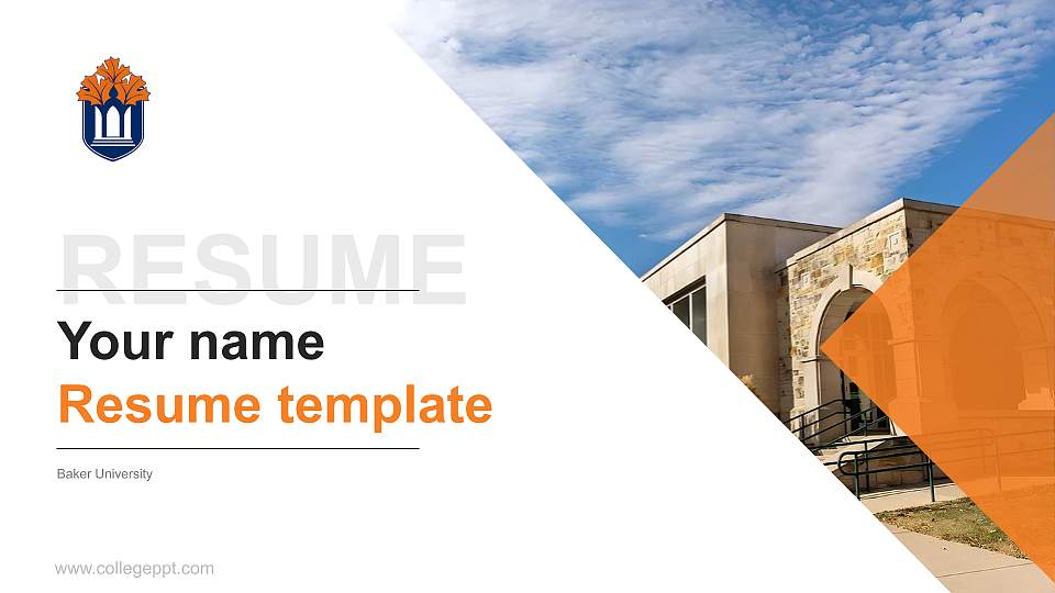 Baker University Resume PPT Template16:9 ratio PPT effect preview image