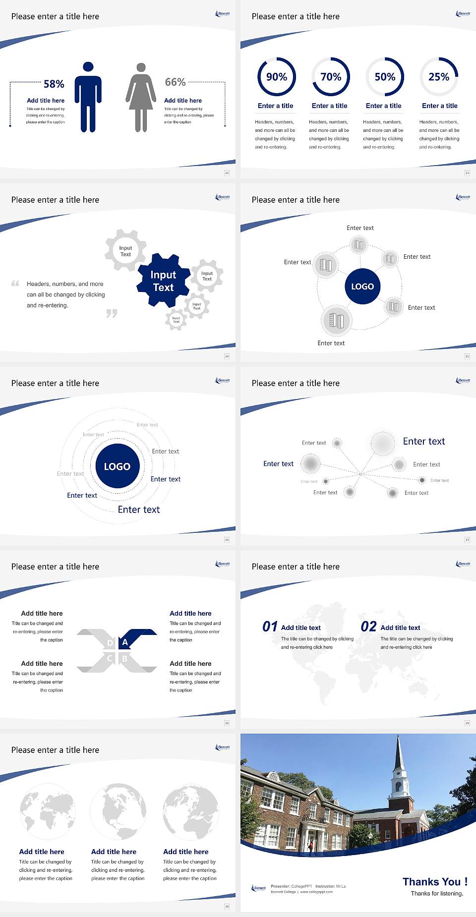 Bennett College Course/Courseware Creation PPT Template4:3 ratio PPT effect preview image4