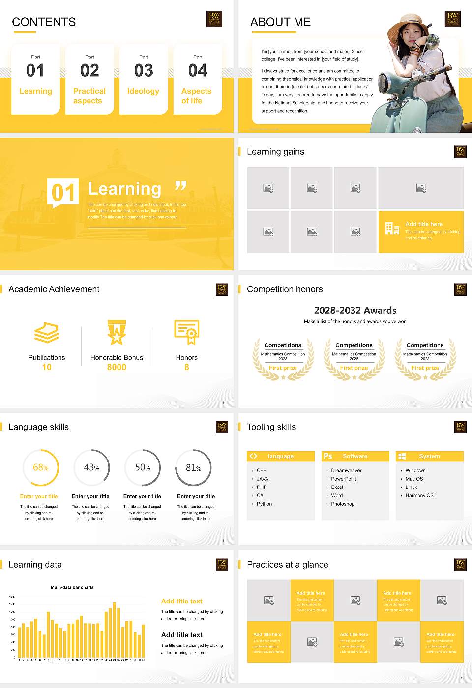 Baldwin Wallace University National Scholarship Defense PPT Template16:9 ratio PPT effect preview image2