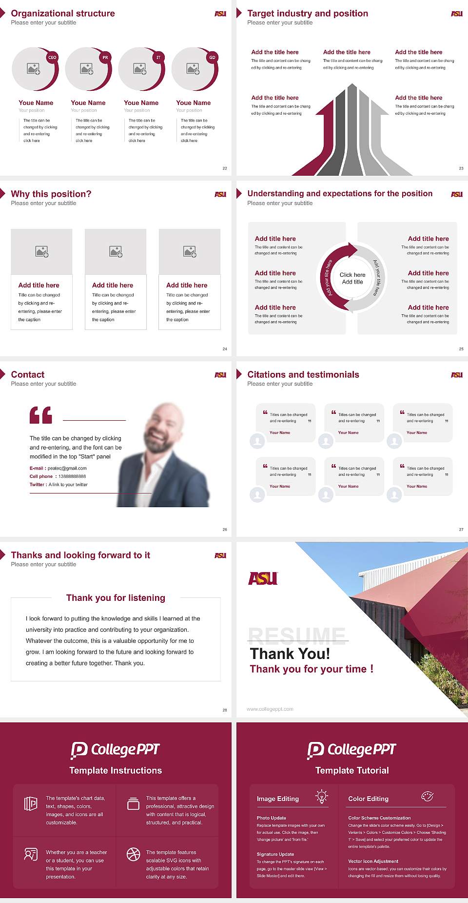 Arizona State University-Polytechnic Resume PPT Template4:3 ratio PPT effect preview image4