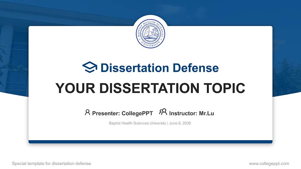 Baptist Health Sciences University Graduation Thesis Defense PPT Template16:9 ratio PPT effect preview image
