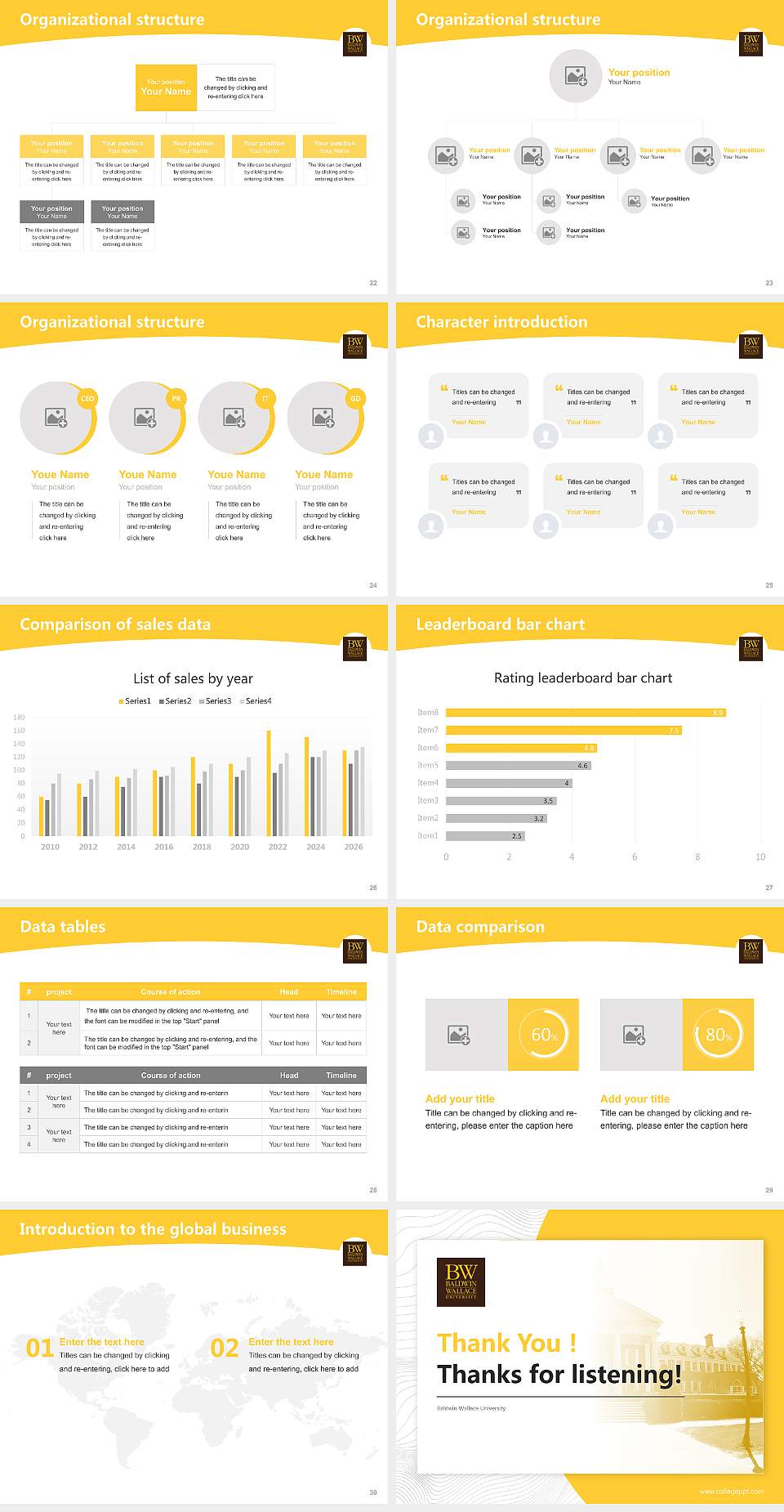 Baldwin Wallace University Academic Presentation/Research Findings Report PPT Template4:3 ratio PPT effect preview image4