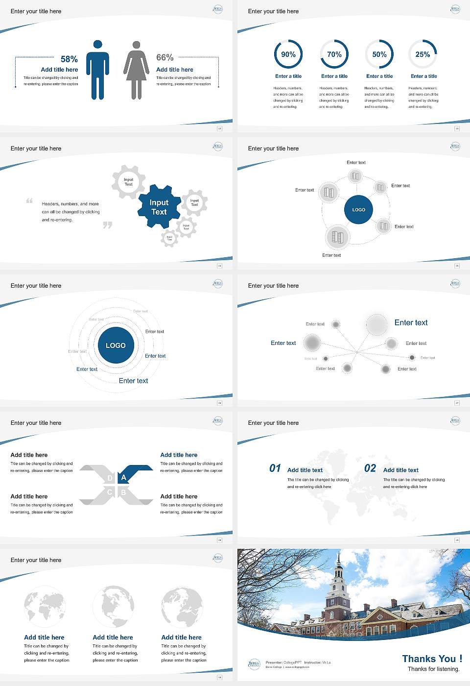 Berea College Course/Courseware Creation PPT Template16:9 ratio PPT effect preview image4