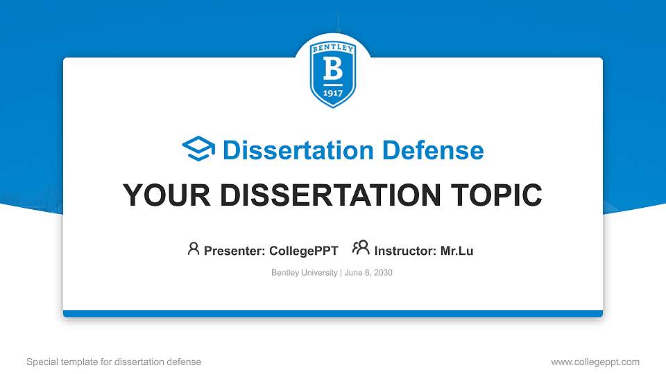 Bentley University Graduation Thesis Defense PPT Template16:9 ratio PPT effect preview image