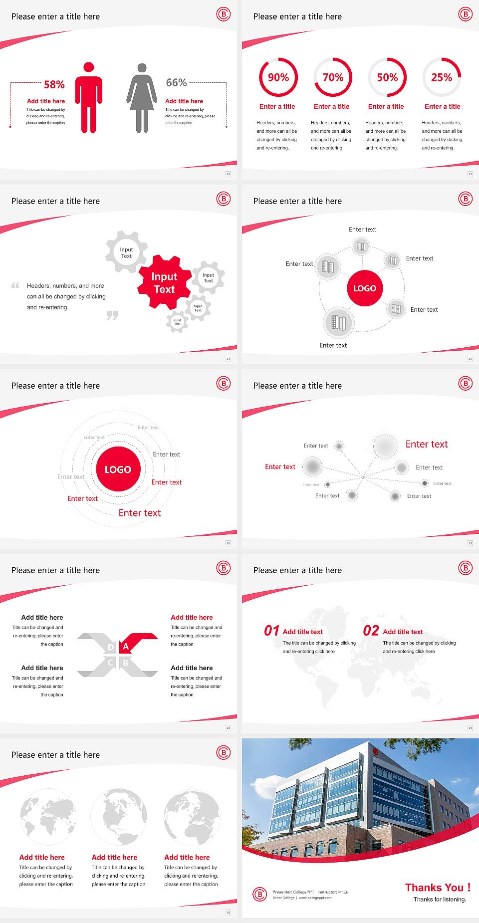 Baker College Course/Courseware Creation PPT Template4:3 ratio PPT effect preview image4