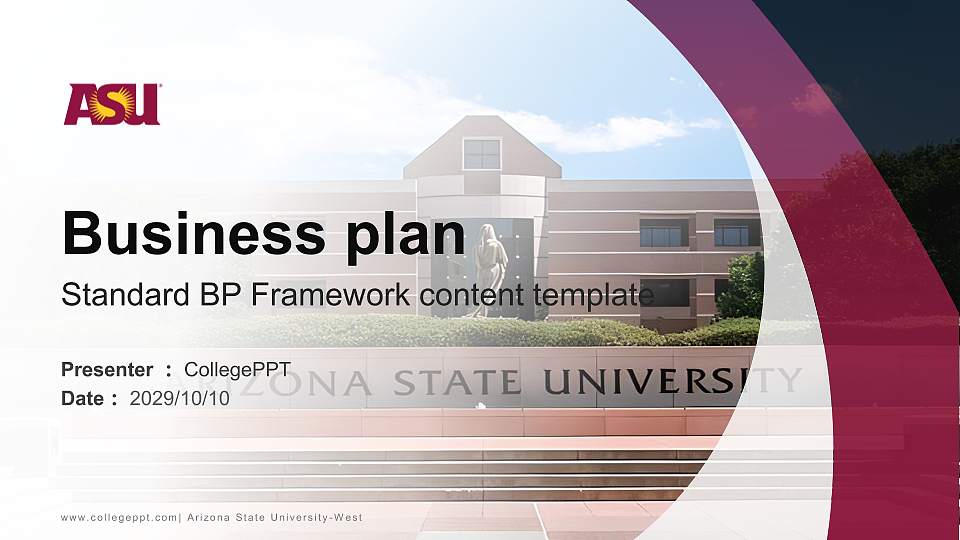 Arizona State University-West Competition/Entrepreneurship Contest PPT Template16:9 ratio PPT effect preview image