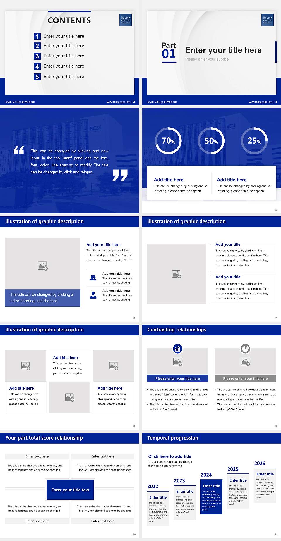 Baylor College of Medicine Thesis Proposal/Graduation Defense PPT Template4:3 ratio PPT effect preview image2
