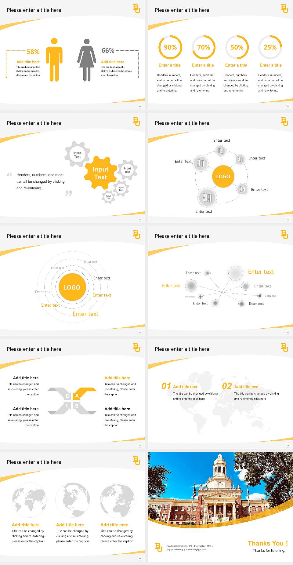 Baylor University Course/Courseware Creation PPT Template4:3 ratio PPT effect preview image4