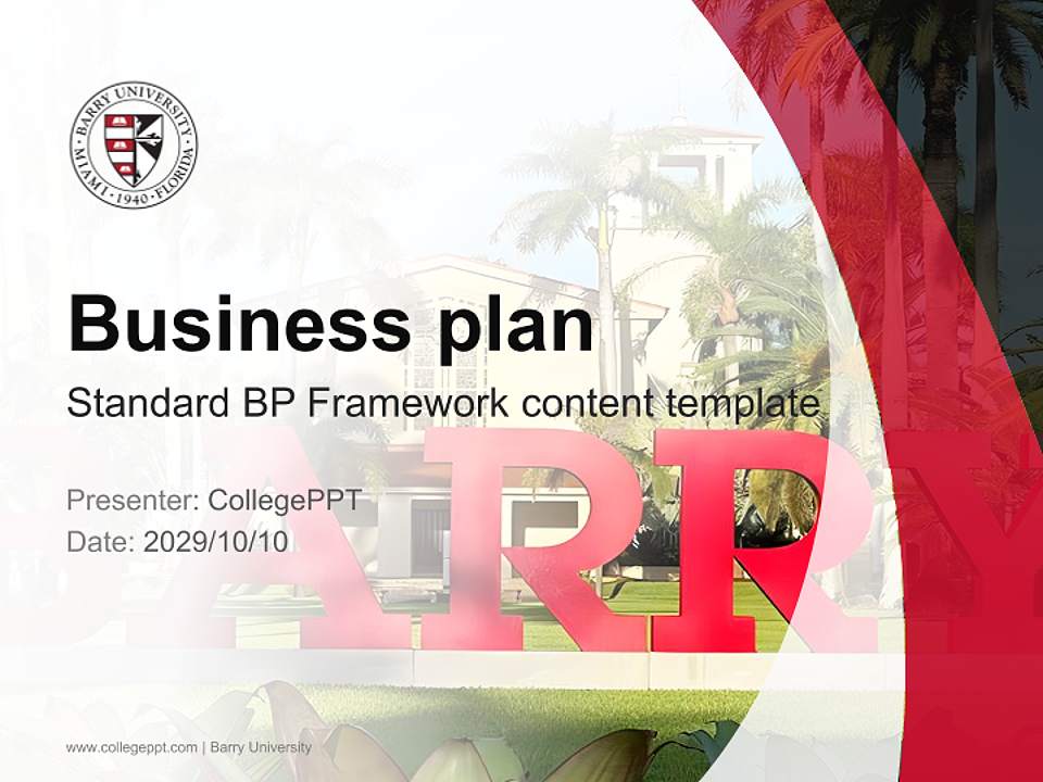 Barry University Competition/Entrepreneurship Contest PPT Template4:3 ratio PPT effect preview image9